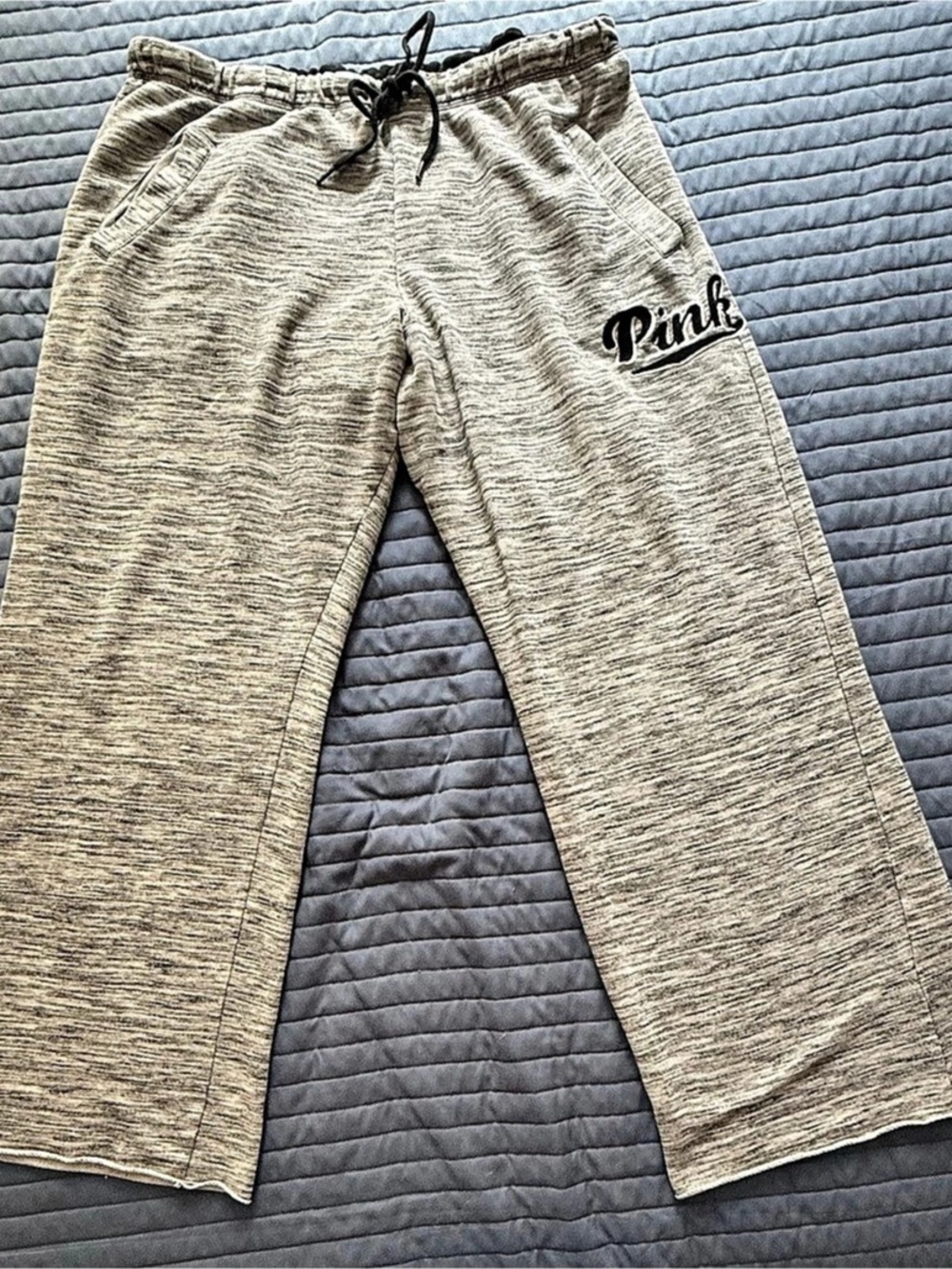 Vintage 2015 PINK Victoria’s Secret Wide Leg Sweatpants Large Gray Heathered